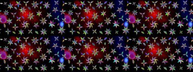 Raster illüstrasyonundaki çiçek desenli çizim. Renkli Bahar Teması eskiz kalıbı. Siyah ve kahverengi renkte çiçekler. Düz Çiçek Elementleri Tasarımı.