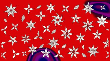 Tropik çiçek desenleri. Kırmızı ve nötr renklerde çiçekler. Raster illüstrasyonu.