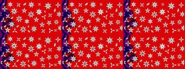 Kırmızı ve nötr renklerde. Çizim kalıbı. Renkli süs kenarı. Çiçek duvar kağıdı. Raster illüstrasyonu. Hint süsü..