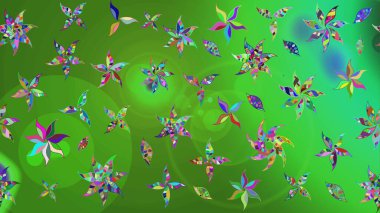 Küçük çiçekteki sevimli çiçek deseni. Raster illüstrasyonu. Raster deseni. # Yeşil ve mavi renkte yaz çiçekleri #.