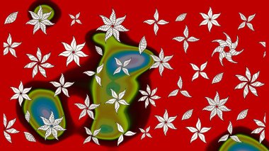 Raster illüstrasyonundaki çiçek desenli çizim. Suluboya tarzında kırmızı ve kahverengi renkte çiçekler.