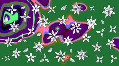 Robot resim. Raster illüstrasyonu. Küçük çiçekte sevimli çiçek deseni var..