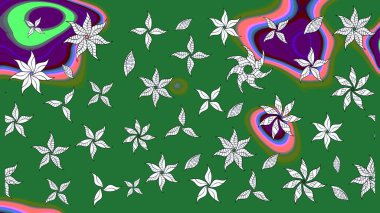 Çiçek ve yapraklı çiçek deseni. Raster illüstrasyonu. Küçük çiçekli şirin desen.