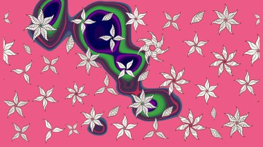 Şirin çiçek elementleri. Renkli Bahar Teması eskiz kalıbı. Taslak desenli, modaya uygun kumaş deseni. Raster illüstrasyonu. Düz Çiçek Elementleri Tasarımı.