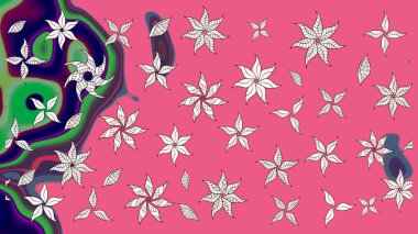 Pembe ve nötr renklerde çiçekler. Çizim çiçek deseni duvar kâğıdı olarak kullanılabilir. Raster illüstrasyonu.