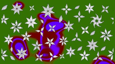 Düz Çiçek Elementleri Tasarımı. Yeşil ve nötr renklerde çiçekler. Raster illüstrasyonundaki çiçek desenli çizim. Renkli Bahar Teması çizim şablonu.