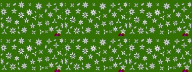 Raster illüstrasyonu. Çiçek desenli çizim. Yeşil ve nötr renklerde Asyalı tekstil.