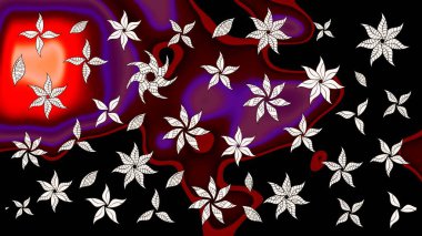 Siyah ve kahverengi renkte çiçekler olan bir çiçek deseni çiz. Suluboya tarzında siyah ve kahverengi renkte çiçekler.