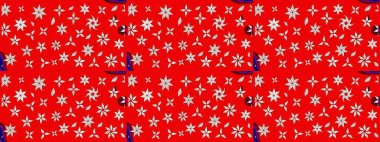 Kırmızı ve nötr renklerde etnik çiçeklerle süslenmiş zarif bir eskiz. Raster Çiçek İllüstrasyonu güzel tekstil..