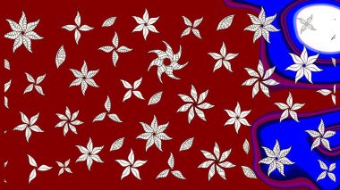 Kırmızı ve nötr renklerde çiçekler. Küçük çiçekteki sevimli çiçek deseni. Raster illüstrasyonu.