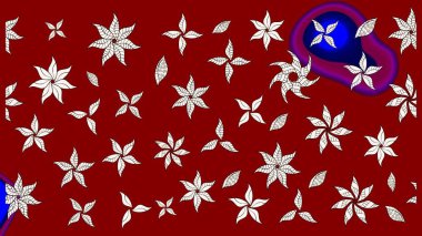 Düz Çiçek Elementleri Tasarımı. Renkli Bahar Teması eskiz kalıbı. Kırmızı ve nötr renklerde çiçekler. Raster illüstrasyonunda çiçek deseni çizimi.