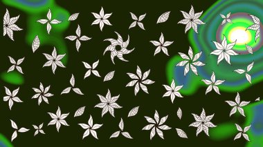 Kabile sanatı boho baskısı, klasik çiçek arkaplanı. Soyut etnik raster çizim kalıbı. Arkaplan dokusu, duvar kağıdı, gri ve yeşil renkli çiçek teması.