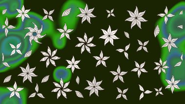 Kumaş desenli papatya çiçeği detayı. Gri ve yeşil renkte çiçekler.