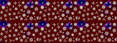 El çizimi. Raster illüstrasyonu. Çiçekler, dallar, bitkiler ve çiçekler. Güzel kumaş deseni.