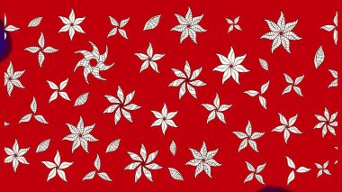 Raster illüstrasyonu. Kırmızı ve nötr renklerde çiçekler. Çiçek desenli çizim. Asya tekstil tarzında. Raster illüstrasyonu.