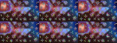 Düz Çiçek Elementleri Tasarımı. Raster illüstrasyonundaki çiçek desenli çizim. Renkli Bahar Teması eskiz kalıbı. Güzel kumaş deseni.