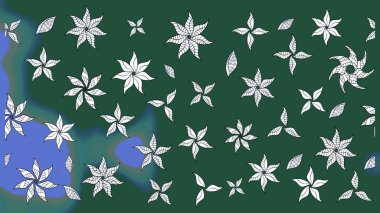 Raster suluboya çiçek deseni, narin çiçekler, yeşil ve mavi çiçekler, tebrik kartı şablonu. Güzel kumaş deseni.