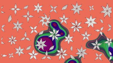 Güzel karalamalı çiçek desenli çizim. Küçük çiçekteki sevimli çiçek deseni. Raster illüstrasyonu. Güzel kumaş deseni.