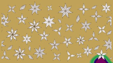 Klasik çiçek tasarımı elementleri. Sarı ve nötr kıvırcık çiçekler sarı ve nötr renklerde şekillenir. Raster illüstrasyonu.