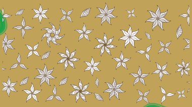 Sarı ve nötr renklerde çiçekler. Renkli Yaz Temalı eskiz kalıbı. Raster illüstrasyonundaki çiçek desenli çizim. Düz Çiçek Elementleri Tasarımı.