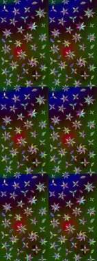 Düz Çiçek Elementleri Tasarımı. Renkli Bahar Teması eskiz kalıbı. Raster illüstrasyonu. Yeşil ve kahverengi renkli çiçekler. Çiçekli çiçek deseni, suluboya..