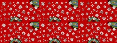 Raster illüstrasyonu. 3D çiçekler, eskiz. Kırmızı ve nötr renklerde.