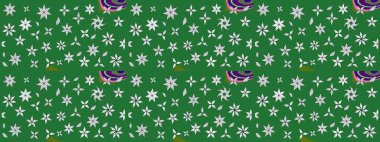 Robot resim. Şirin çiçek elementleri. Yeşil ve nötr renklerde çiçekler. Raster illüstrasyonu.