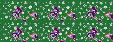 Moda baskıları için zarif bir şablon. Halk tarzı. Modern çiçek arkaplanı. Parlak renkli çiçekleri ve yeşil ve nötr renklerde yaprakları olan muhteşem bir çiçek deseni..