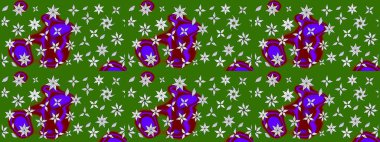 Çiçeksel çizim kalıbının yansıması. Vadinin çiçekleri yeşil ve nötr renklerde.