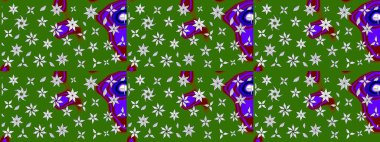 Şirin karalamalı çiçek desenli çizim. Raster illüstrasyonu. El yapımı çiçek ve bitki koleksiyonu. Eskiz stili yeşil ve nötr renklerde. Raster illüstrasyonu.