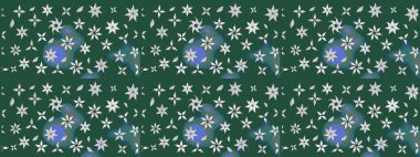 Çiçek buketleriyle klasik bir eskiz şekli. Yeşil ve nötr renklerde. Raster illüstrasyonu.