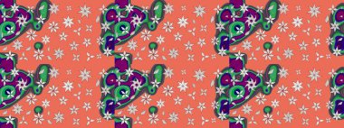 Küçük çiçekli basit bir çiçek çizimi. Turuncu ve nötr renklerde şirin çiçekler. Raster illüstrasyonu. Moda baskısı, albüm, ambalaj kağıdı, duvar kağıdı için zarif dekoratif süslemeler..