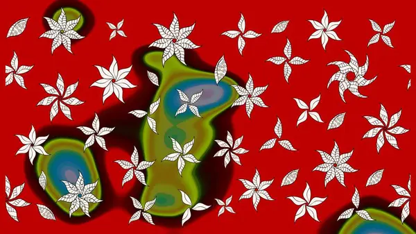 Raster illüstrasyonundaki çiçek desenli çizim. Suluboya tarzında kırmızı ve kahverengi renkte çiçekler.