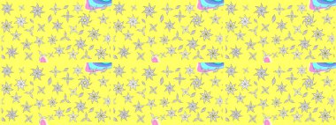 Sarı ve beyaz renkte çiçekler. Raster düz çiçek çizim deseni. Tasarım hediye paketi, tebrik kartları, posterler ve afiş tasarımı.