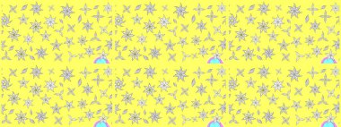 Tekstil, kumaş, kapaklar, duvar kağıtları, baskı, naylon, koleksiyon defteri, örgü, dekupaj için güzel bir eskiz. Küçük sarı ve beyaz renkte güzel bir besin torbası deseni, çiçekler. Millefleurlar.