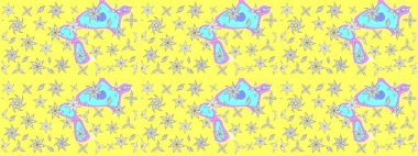 Küçük çiçekte güzel bir desen. Çiçekli bahar çiçekleri. Robot resim. Küçük renkli çiçekler. Motley illüstrasyonu. Moda baskıları için zarif bir şablon.