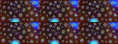 Çiçekli karalama şeklinde Raster çiçek deseni. Raster illüstrasyonu. Yumuşak, yaz çiçekleri kahverengi ve mor renklerde.