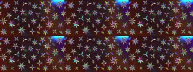 Sevimli çiçek raster deseni. Düz Çiçek Elementleri Tasarımı. Kahverengi ve mor renkli çiçekler. Renkli Bahar Teması çizim şablonu.