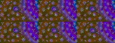 Sevimli çiçek raster deseni. Kahverengi ve mor renkli çiçekler. Renkli Bahar Teması eskiz kalıbı. Düz Çiçek Elementleri Tasarımı.