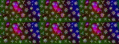 Çiçekli karalama şeklinde Raster çiçek deseni. Yumuşak, yeşil ve kahverengi renkte yaz çiçekleri. Raster illüstrasyonu.