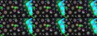 Çiçekli karalama şeklinde Raster çiçek deseni. Yumuşak, bahar çiçekli arka plan. Gri ve yeşil renkte çiçekler.