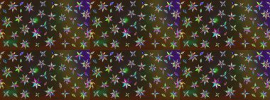 Kahverengi ve gri renkli çiçekler. Kumaş desenli papatya çiçekleri ayrıntıları.