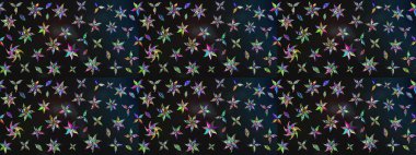 Raster suluboya çiçek deseni, narin çiçekler, gri ve mavi çiçekler, tebrik kartı şablonu. Güzel kumaş deseni.