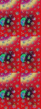 Çiçekli çiçek deseni, suluboya. Düz Çiçek Elementleri Tasarımı. Çiçekler kırmızı ve yeşil renklerde. Raster illüstrasyonu. Renkli Bahar Teması çizim şablonu.