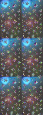 Raster illüstrasyonu. Küçük çiçekteki sevimli çiçek deseni. Gri ve mavi renkte yaz çiçekleri. Raster deseni.