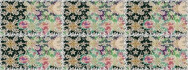 Raster Çiçek İllüstrasyonu 'nun şirin tekstili. Gri renkli etnik çiçeklerle kusursuz bir desen..