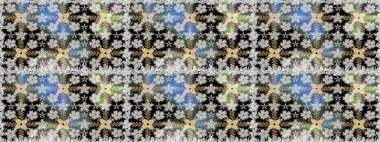 Kusursuz çiçek deseni. Raster illüstrasyonu. Raster illüstrasyonu. Gri renkli çiçekler. Asya tekstil tarzında.