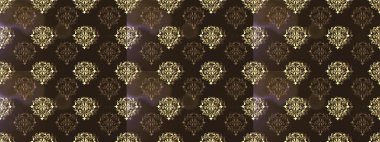 Damask arkaplanı. Altın çiçekli, pürüzsüz desen. Kahverengi, gri ve bej renklerde altın bir element. Barok tarzında altın çiçekli süs..
