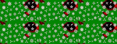 Kumaş desenli papatya çiçeği detayı. Yeşil renkte çiçekler.