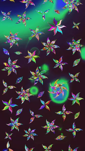 Kahverengi ve yeşil renklerde etnik çiçeklerle süslenmiş zarif bir eskiz şekli. Raster Çiçek İllüstrasyonu güzel tekstil..